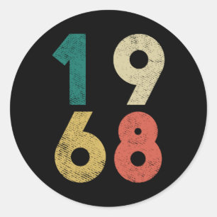 1968 Vintage Birthday Retro Runt Klistermärke