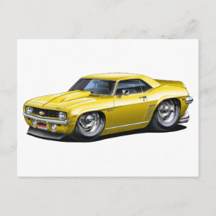 1969 Camaro SS Gult Car Vykort