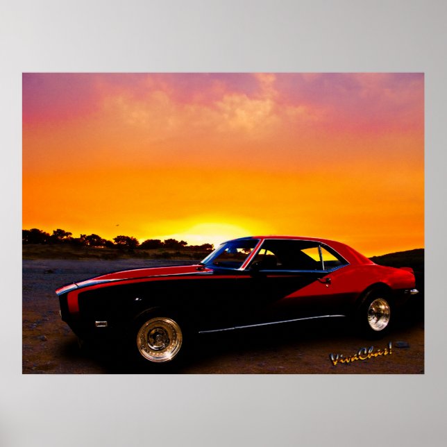1969 Camaro Up At Rocky Ridge For Sunset Poster (Framsidan)