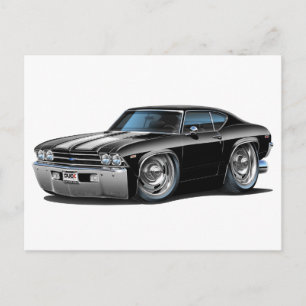 1969 Chevelle Black White Car Vykort