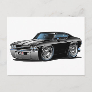 1969 Chevelle Black White Car Vykort
