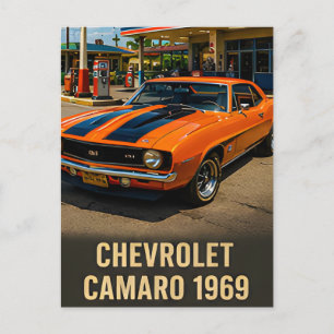 1969 Chevrolet Camaro Klassisk Amerikansk Muskelbi Vykort