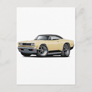 1969 Coronet RT Tan-Svart Bil Vykort