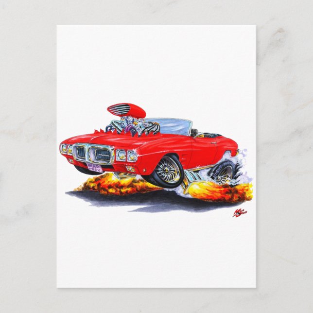 1969 Firebird Red Conversible Vykort (Framsida)