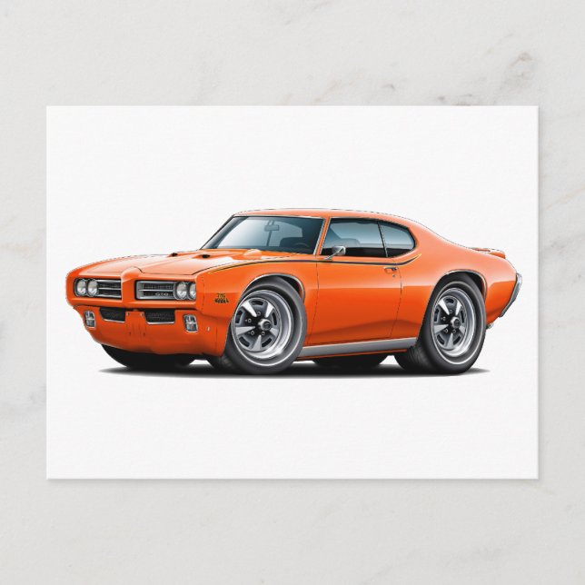 1969 GTO Domare Orange Car Vykort (Framsida)
