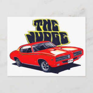 1969 GTO domare Red Car Vykort