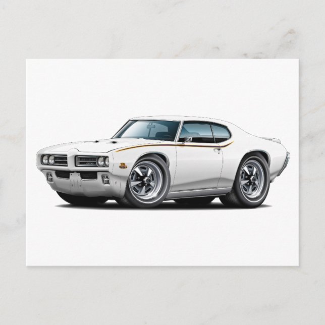 1969 GTO domare White Car Vykort (Framsida)