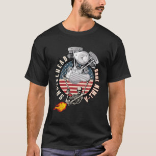 1969 HD Shovelhead VTwin Flame Farting Motorcycle T Shirt