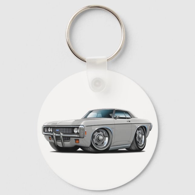 1969 Impala Silver-Black Top Car Nyckelring (Framsida)