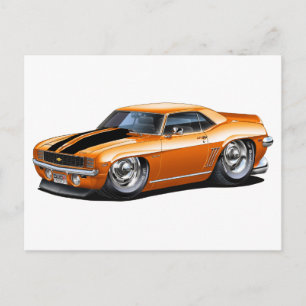 1969 Kamaros Orange - svart bil Vykort