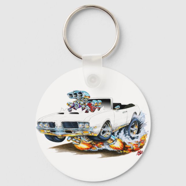 1969 Olds Cutlass Vit konvertibel Nyckelring (Framsida)