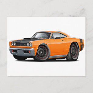 1969 Toppen Bee Orange-Black Lagrar Hjul Vykort