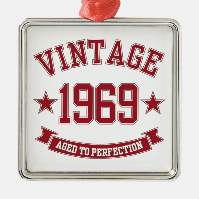 1969-Vintagens Åldras till Perfektion Julgransprydnad Metall (Framsidan)