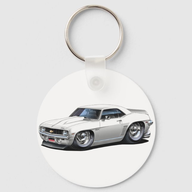 1969 Vit Camaro SS-bil Nyckelring (Framsida)