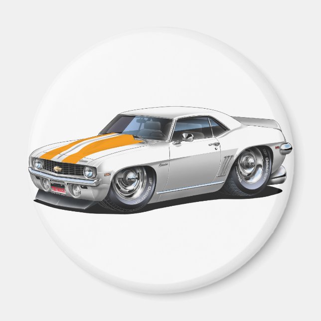 1969 Vit-Orange i Camaro SS Magnet (Framsidan)
