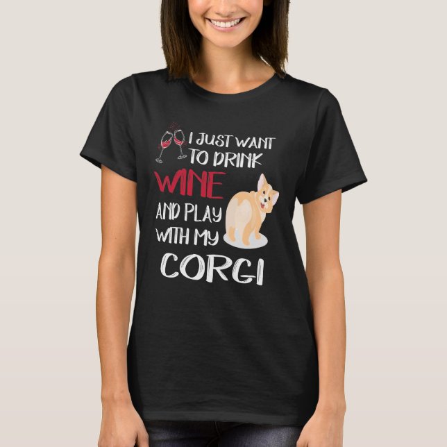 196 Jag vill bara dricka Vin T Shirt (Framsida)