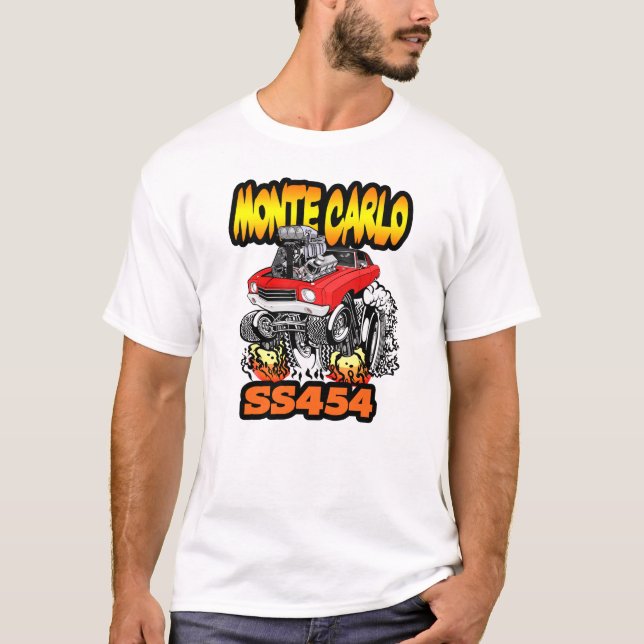 1970 1971 Monte Carlo SS 454 Tecknad Hot rod T Shirt (Framsida)