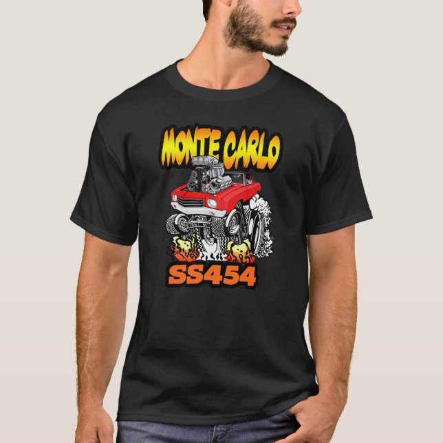 1970 1971 Monte Carlo SS 454 Tecknad Hot rod T Shirt (Framsida)