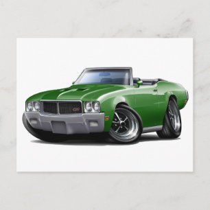 1970-72 Buick GS-Grönt konvertibel Vykort