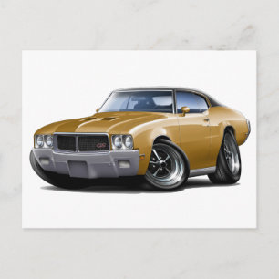 1970-72 Buick GS Guld Black Top Car Vykort