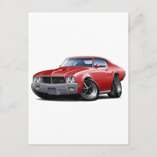 1970-72 Buick GS Red Car Vykort