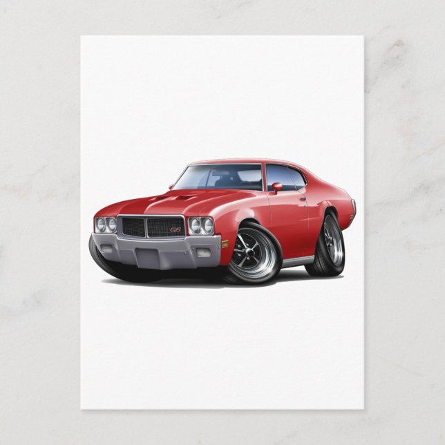 1970-72 Buick GS Red Car Vykort (Framsida)