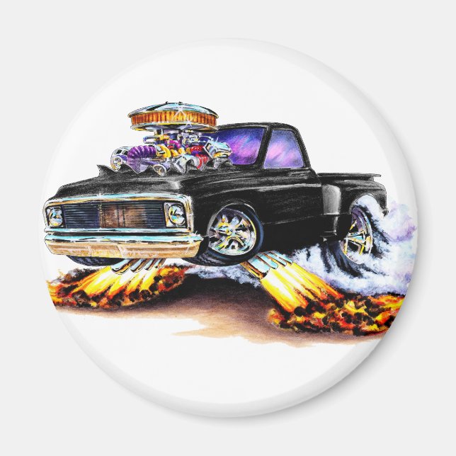 1970-72 Chevy C10 Black Lastbil Magnet (Framsidan)