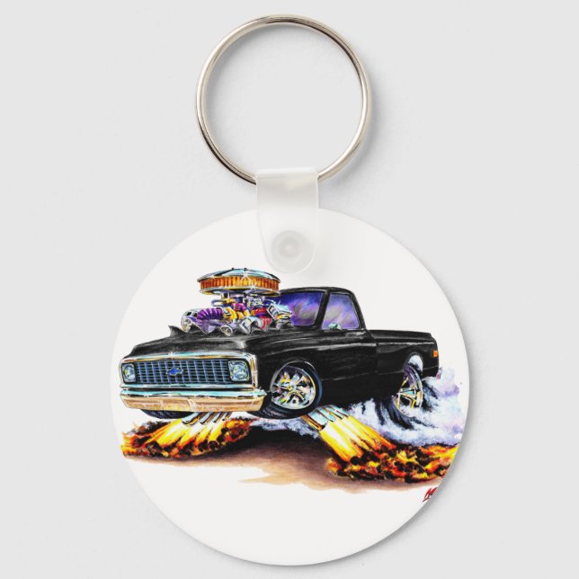 1970-72 Chevy C10 Black Longbed Nyckelring (Framsida)