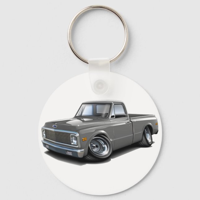 1970-72 Chevy C10 Grått Lastbil Nyckelring (Framsida)