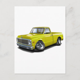 1970-72 Chevy C10 Gul Lastbil Vykort
