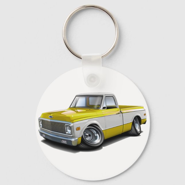 1970-72 Chevy C10 Gult-White Lastbil Nyckelring (Framsida)