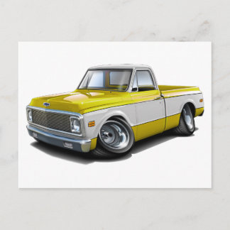 1970-72 Chevy C10 Gult-White Lastbil Vykort
