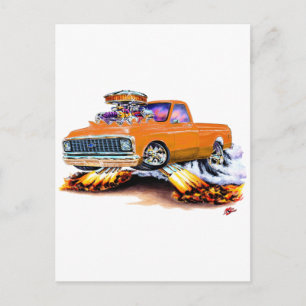 1970-72 Chevy C10 Orange Longbed Vykort
