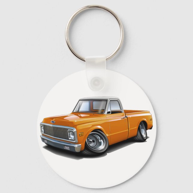1970-72 Chevy C10 Orange-vit överkant Lastbil Nyckelring (Framsida)