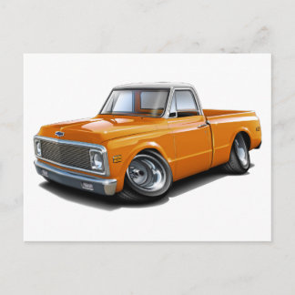 1970-72 Chevy C10 Orange-vit överkant Lastbil Vykort