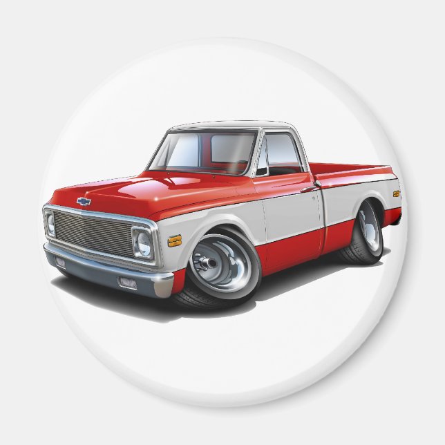 1970-72 Chevy C10 Red-White Lastbil Magnet (Framsidan)