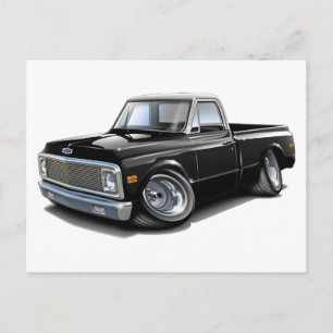 1970-72 Chevy C10 Svartvit överkant Lastbil Vykort