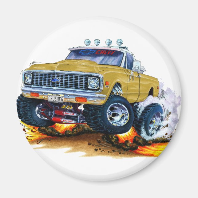 1970-72 Chevy CK1500 Guld Lastbil Magnet (Framsidan)
