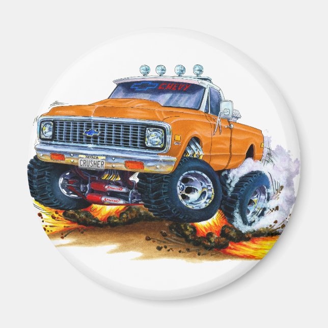 1970-72 Chevy CK1500 Orange Lastbil Magnet (Framsidan)