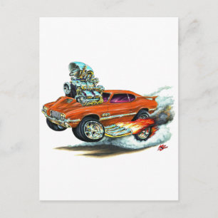 1970-72 Olds Cutlass 442 Orange Bilar Vykort