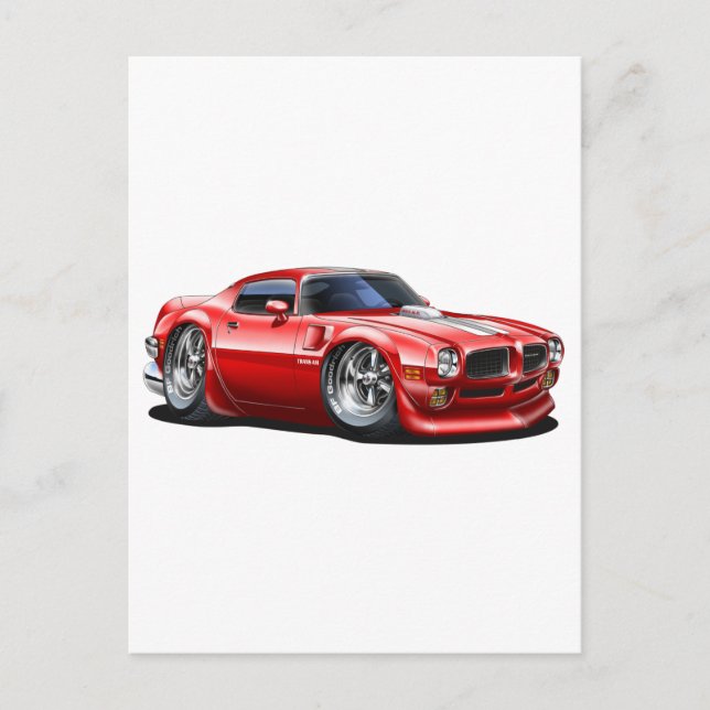 1970/72 Trans Am Röd Bil Vykort (Framsida)