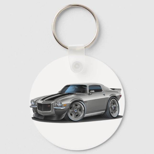 1970-73 Camaro Sil/Blk Car Nyckelring (Framsida)