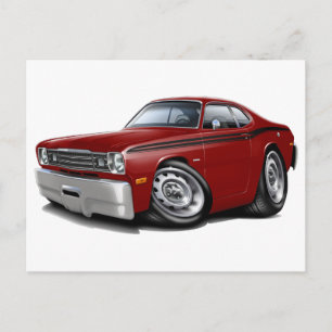 1970-74 Duster Maroon-Black Car Vykort