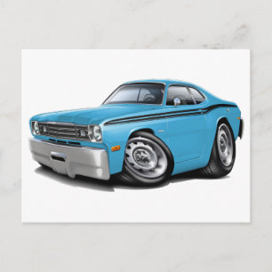 1970-74 Duster, svart, blå bil Vykort