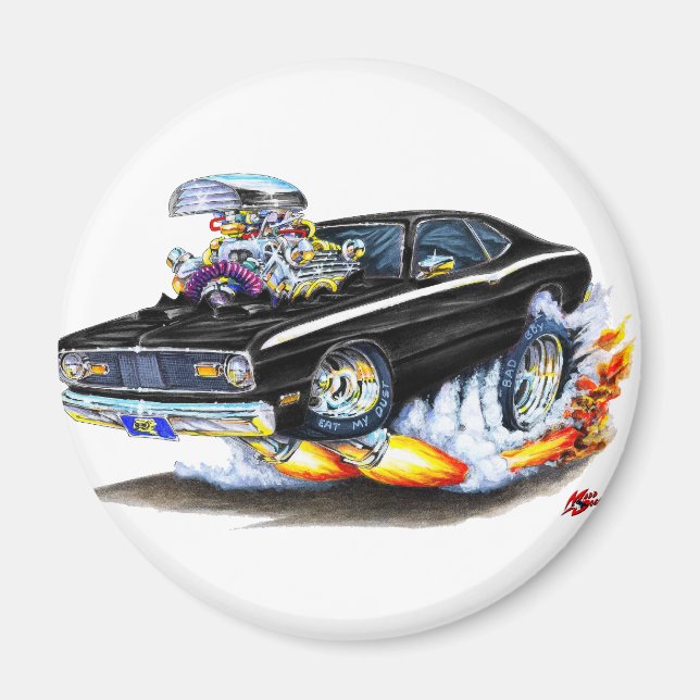 1970-74 Plymouth Duster Black Car Magnet (Framsidan)