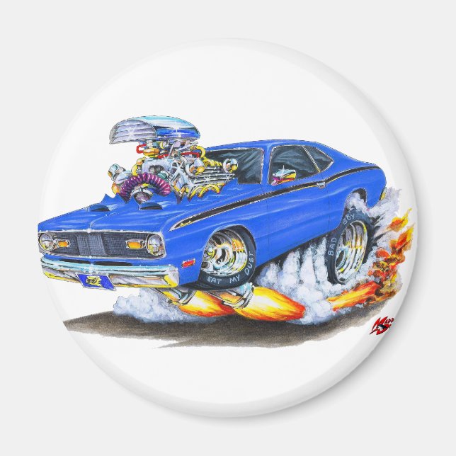 1970-74 Plymouth Duster Blue Car Magnet (Framsidan)