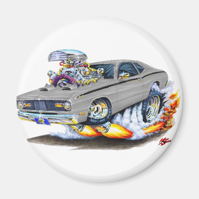 1970-74 Plymouth Duster Grått Car Magnet (Framsidan)