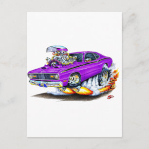 1970-74 Plymouth Duster Lila Car Vykort