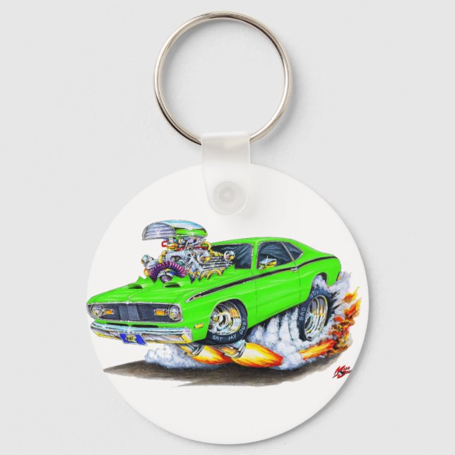 1970-74 Plymouth Duster Lime Car Nyckelring (Framsida)