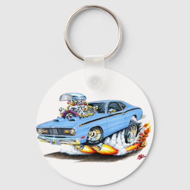 1970-74 Plymouth Duster Lt Blue Car Nyckelring (Framsida)